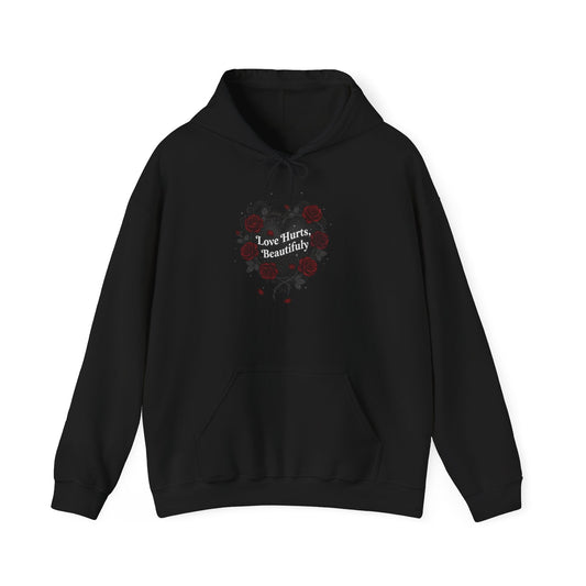 Dark Rose Heart Hoodie | goth valentine, emo romance