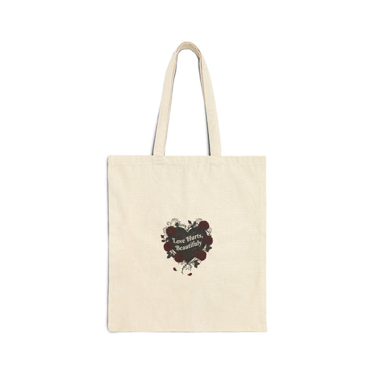 Goth Valentine Heart Tote | Dark Romance, Black Rose Emo Love