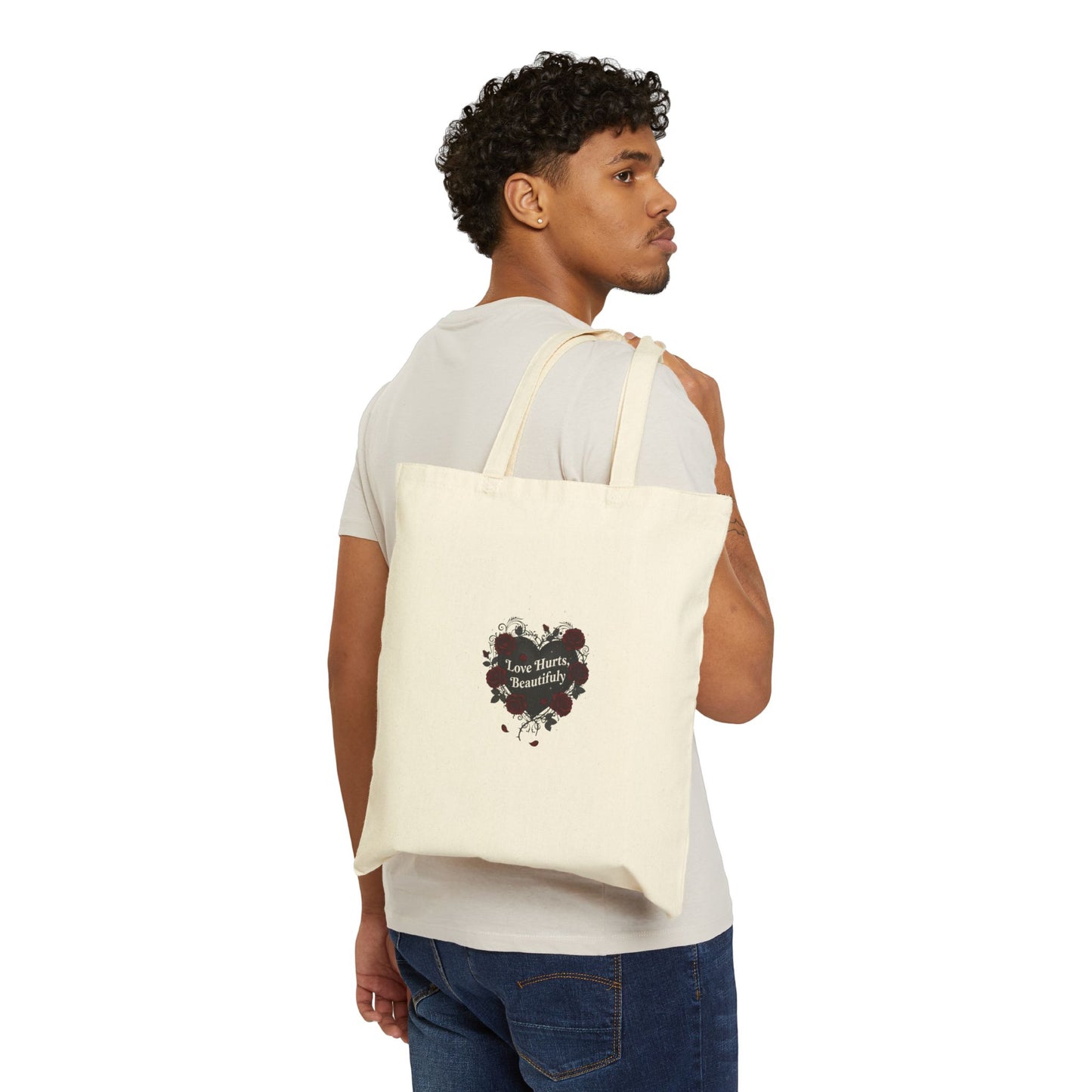 Goth Valentine Heart Tote | Dark Romance, Black Rose Emo Love